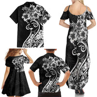 Polynesian Women's Day Family Matching Summer Maxi Dress and Hawaiian Shirt Black Hibiscus Flowers With Polynesian Pattern LT05 - Polynesian Pride