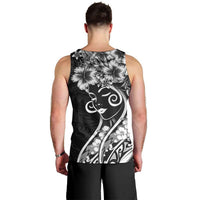 Polynesian Women's Day Men Tank Top Black Hibiscus Flowers With Polynesian Pattern