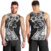 Polynesian Women's Day Men Tank Top Black Hibiscus Flowers With Polynesian Pattern