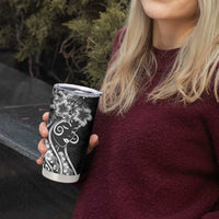 Polynesian Women's Day Tumbler Cup Black Hibiscus Flowers With Polynesian Pattern