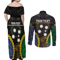 Personalised South Sea Islanders And New Caledonia Couples Matching Off Shoulder Maxi Dress and Long Sleeve Button Shirt Kanakas Polynesian Pattern LT05 - Polynesian Pride