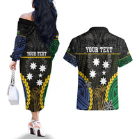 Personalised South Sea Islanders And New Caledonia Couples Matching Off The Shoulder Long Sleeve Dress and Hawaiian Shirt Kanakas Polynesian Pattern LT05 - Polynesian Pride