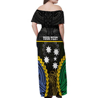 Personalised South Sea Islanders And New Caledonia Family Matching Off Shoulder Maxi Dress and Hawaiian Shirt Kanakas Polynesian Pattern