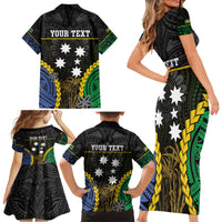 Personalised South Sea Islanders And New Caledonia Family Matching Short Sleeve Bodycon Dress and Hawaiian Shirt Kanakas Polynesian Pattern LT05 - Polynesian Pride