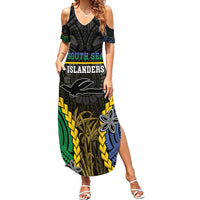 Personalised South Sea Islanders And New Ireland Family Matching Summer Maxi Dress and Hawaiian Shirt Kanakas Polynesian Pattern LT05 Mom's Dress Black - Polynesian Pride