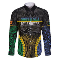 Personalised South Sea Islanders And New Ireland Family Matching Tank Maxi Dress and Hawaiian Shirt Kanakas Polynesian Pattern LT05 Dad's Shirt - Long Sleeve Black - Polynesian Pride