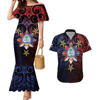 Philippines Guam Couples Matching Mermaid Dress and Hawaiian Shirt Filipino Sun With Guaman Seal LT05 Blue - Polynesian Pride