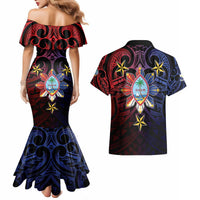 Philippines Guam Couples Matching Mermaid Dress and Hawaiian Shirt Filipino Sun With Guaman Seal LT05 - Polynesian Pride