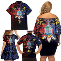 Philippines Guam Family Matching Off Shoulder Short Dress and Hawaiian Shirt Filipino Sun With Guaman Seal LT05 - Polynesian Pride