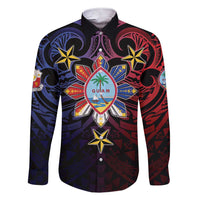 Philippines Guam Family Matching Short Sleeve Bodycon Dress and Hawaiian Shirt Filipino Sun With Guaman Seal LT05 Dad's Shirt - Long Sleeve Blue - Polynesian Pride