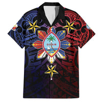 Philippines Guam Family Matching Tank Maxi Dress and Hawaiian Shirt Filipino Sun With Guaman Seal LT05 Dad's Shirt - Short Sleeve Blue - Polynesian Pride