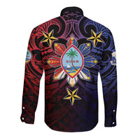 Philippines Guam Long Sleeve Button Shirt Filipino Sun With Guaman Seal LT05 - Polynesian Pride
