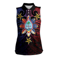Philippines Guam Women Sleeveless Polo Shirt Filipino Sun With Guaman Seal LT05 Female Blue - Polynesian Pride