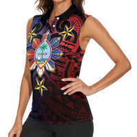Philippines Guam Women Sleeveless Polo Shirt Filipino Sun With Guaman Seal LT05 - Polynesian Pride