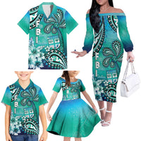 Fiji Born Indian Family Matching Off The Shoulder Long Sleeve Dress and Hawaiian Shirt Palm Paisley With Tapa Pattern LT05 - Polynesian Pride