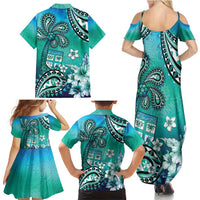 Fiji Born Indian Family Matching Summer Maxi Dress and Hawaiian Shirt Palm Paisley With Tapa Pattern LT05 - Polynesian Pride