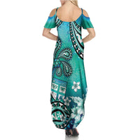 Fiji Born Indian Family Matching Summer Maxi Dress and Hawaiian Shirt Palm Paisley With Tapa Pattern LT05 - Polynesian Pride