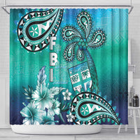 Fiji Born Indian Shower Curtain Palm Paisley With Tapa Pattern LT05 - Polynesian Pride