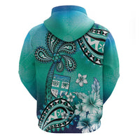 Fiji Born Indian Zip Hoodie Palm Paisley With Tapa Pattern