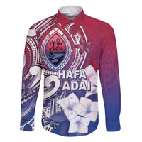 Guam Gadao Family Matching Off The Shoulder Long Sleeve Dress and Hawaiian Shirt Hafa Adai Micronesian Tribal Pattern LT05 Dad's Shirt - Long Sleeve Red - Polynesian Pride