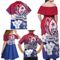 Guam Gadao Family Matching Off Shoulder Maxi Dress and Hawaiian Shirt Hafa Adai Micronesian Tribal Pattern LT05 - Polynesian Pride