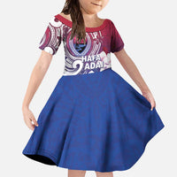 Guam Gadao Family Matching Summer Maxi Dress and Hawaiian Shirt Hafa Adai Micronesian Tribal Pattern LT05 Daughter's Dress Red - Polynesian Pride