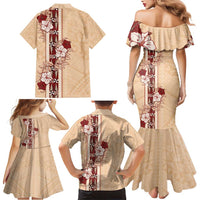 Tonga Language Week Family Matching Mermaid Dress and Hawaiian Shirt Hibiscus Tongan Ngatu Pattern LT05 - Polynesian Pride