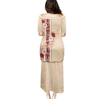 Tonga Language Week Family Matching Puletasi and Hawaiian Shirt Hibiscus Tongan Ngatu Pattern