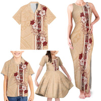 Tonga Language Week Family Matching Tank Maxi Dress and Hawaiian Shirt Hibiscus Tongan Ngatu Pattern LT05 - Polynesian Pride