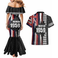 Hawaii 1959 Statehood Day Couples Matching Mermaid Dress and Hawaiian Shirt Classic Style LT05 - Polynesian Pride