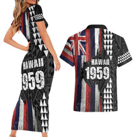 Hawaii 1959 Statehood Day Couples Matching Short Sleeve Bodycon Dress and Hawaiian Shirt Classic Style LT05 - Polynesian Pride