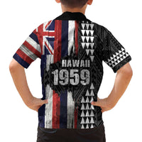 Hawaii 1959 Statehood Day Family Matching Off The Shoulder Long Sleeve Dress and Hawaiian Shirt Classic Style LT05 - Polynesian Pride
