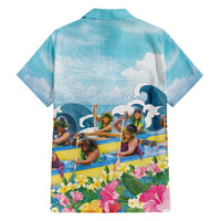 Hawaii Outrigger Canoe Race Family Matching Off Shoulder Maxi Dress and Hawaiian Shirt Polynesian Style Watercolor Style LT05 - Polynesian Pride