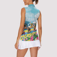 Hawaii Outrigger Canoe Race Women Sleeveless Polo Shirt Polynesian Style Watercolor Style LT05 - Polynesian Pride
