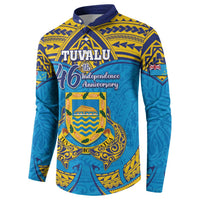 Personalised Tuvalu Independence Day Button Sweatshirt Coat Of Arms With Polynesian Dolphin Tattoo