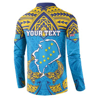 Personalised Tuvalu Independence Day Button Sweatshirt Coat Of Arms With Polynesian Dolphin Tattoo