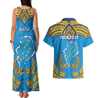 Personalised Tuvalu Independence Day Couples Matching Tank Maxi Dress and Hawaiian Shirt Coat Of Arms With Polynesian Dolphin Tattoo LT05 - Polynesian Pride
