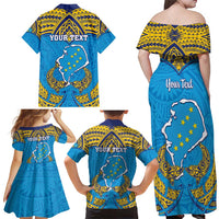 Personalised Tuvalu Independence Day Family Matching Off Shoulder Maxi Dress and Hawaiian Shirt Coat Of Arms With Polynesian Dolphin Tattoo LT05 - Polynesian Pride