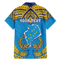 Personalised Tuvalu Independence Day Family Matching Off Shoulder Short Dress and Hawaiian Shirt Coat Of Arms With Polynesian Dolphin Tattoo LT05 - Polynesian Pride