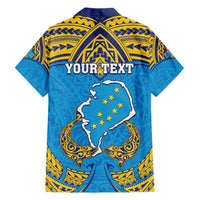 Personalised Tuvalu Independence Day Family Matching Short Sleeve Bodycon Dress and Hawaiian Shirt Coat Of Arms With Polynesian Dolphin Tattoo LT05 - Polynesian Pride