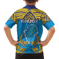 Personalised Tuvalu Independence Day Family Matching Tank Maxi Dress and Hawaiian Shirt Coat Of Arms With Polynesian Dolphin Tattoo LT05 - Polynesian Pride