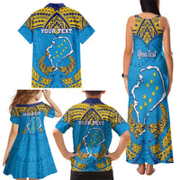 Personalised Tuvalu Independence Day Family Matching Tank Maxi Dress and Hawaiian Shirt Coat Of Arms With Polynesian Dolphin Tattoo LT05 - Polynesian Pride