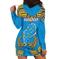 Personalised Tuvalu Independence Day Hoodie Dress Coat Of Arms With Polynesian Dolphin Tattoo LT05 - Polynesian Pride