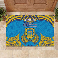 Tuvalu Independence Day Rubber Doormat Coat Of Arms With Polynesian Dolphin Tattoo