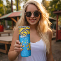 Personalised Tuvalu Independence Day Skinny Tumbler Coat Of Arms With Polynesian Dolphin Tattoo LT05 - Polynesian Pride