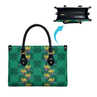 Hawaii Waikiki King Leather Bag Green Quilt With Pua Manu LT05 - Polynesian Pride
