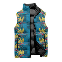 Hawaii Waikiki King Sleeveless Puffer Jacket Blue Quilt With Pua Manu LT05 - Polynesian Pride