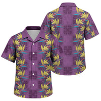 Hawaii Waikiki King Family Matching Short Sleeve Bodycon Dress and Hawaiian Shirt Purple Quilt With Pua Manu LT05 Son's Shirt Purple - Polynesian Pride