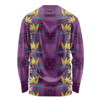 Hawaii Waikiki King Long Sleeve Shirt Purple Quilt With Pua Manu LT05 - Polynesian Pride