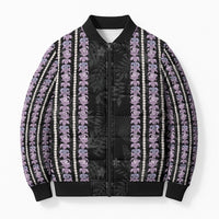 Hawaii Queen Liliuokalani Bomber Puffer Jacket Hawaiian Lei Pua Kalaunu LT05 Unisex Black - Polynesian Pride
